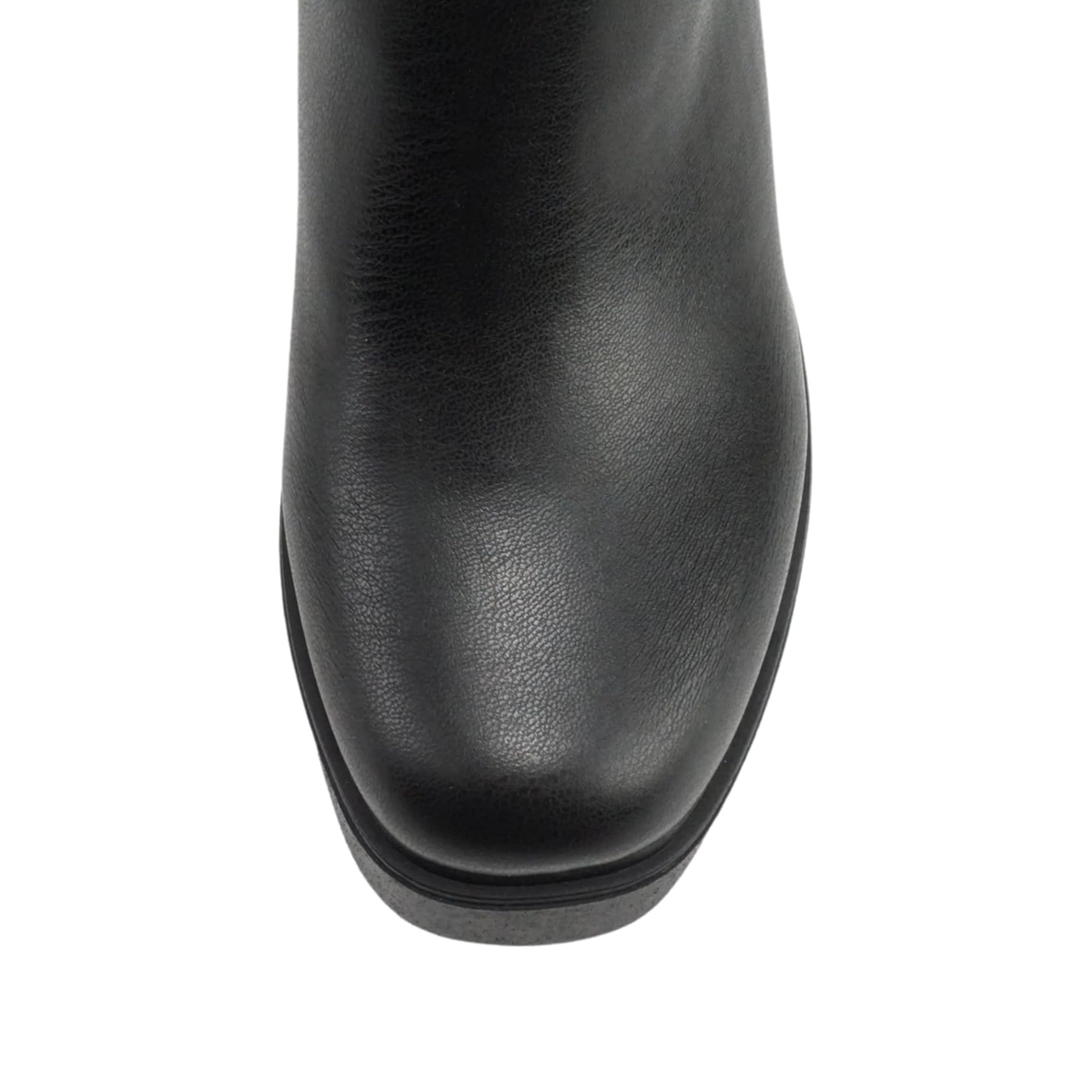 Bottes noires à talon bloc et plateforme, hauteur mollet, simili cuir pour femme