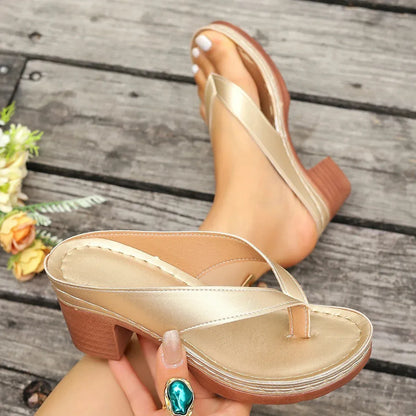 LUXARA DORÉ™ | Sandales Dorées Femme Élégantes Été – Plateforme Talon Confort