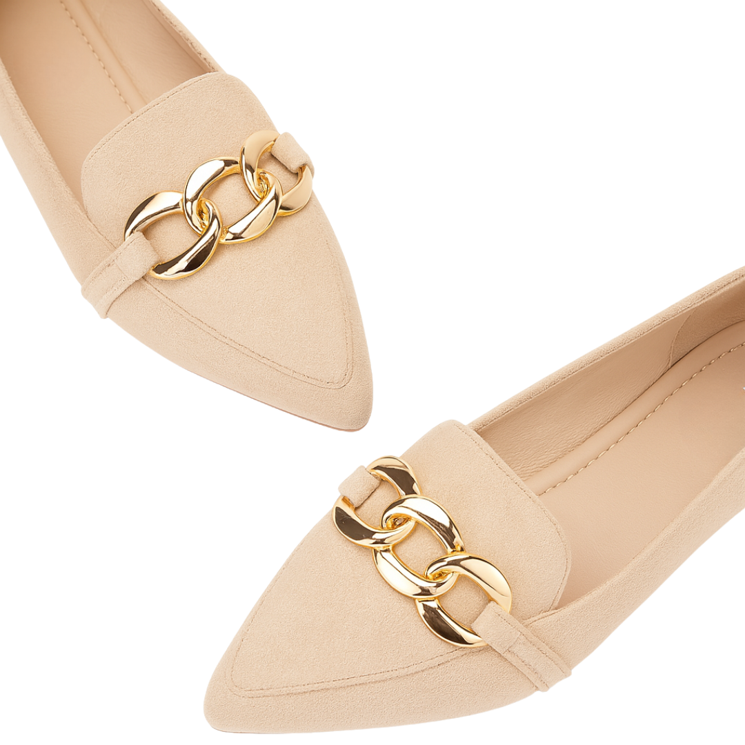Mocassins Femme Confortables à Chaîne – Chaussures Plates en Suède