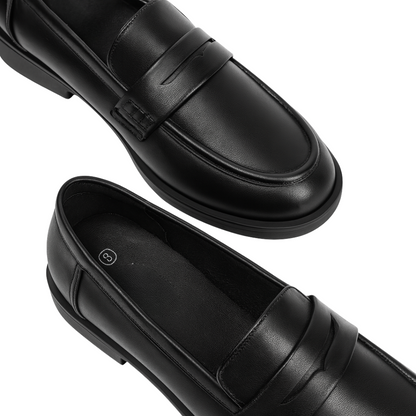Loafers femme à plateforme avec semelle crantée et boucle métallique