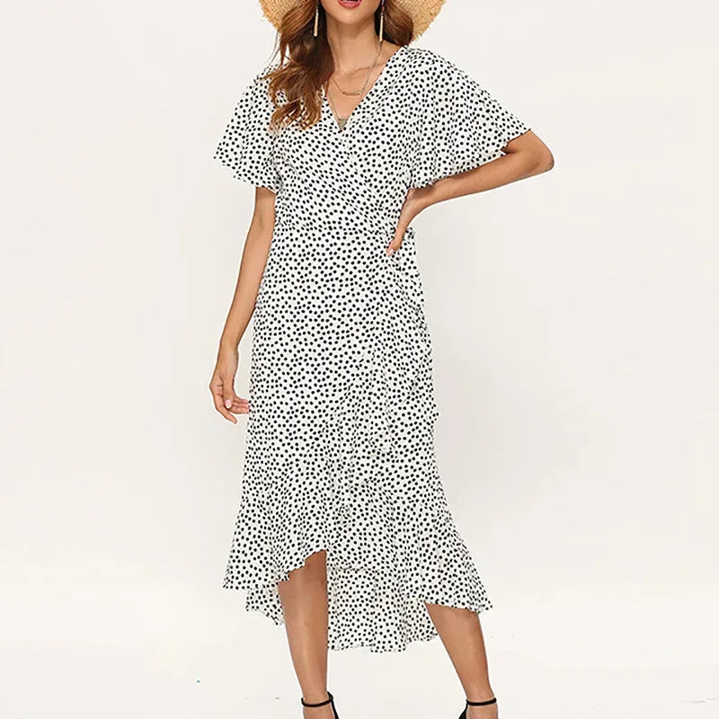 Féréna™ – Robe mi longue femme fluide imprimé floral