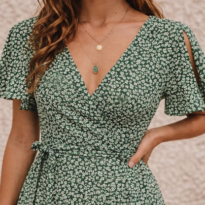 Féréna™ – Robe mi longue femme fluide imprimé floral