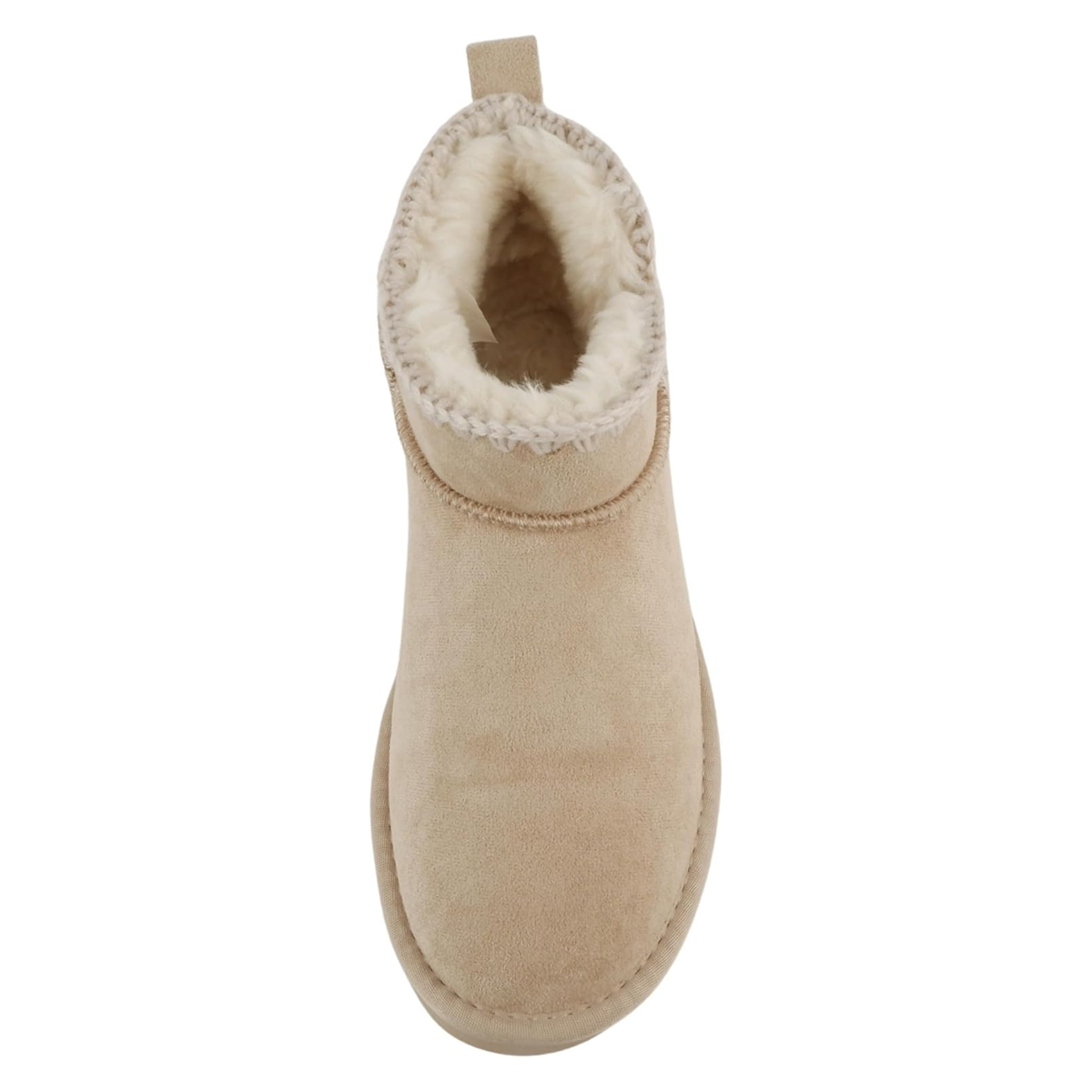 Bottine pour femme en suédine beige doublée fourrure synthétique à semelle plateforme