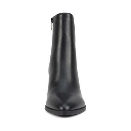 Bottines pour femme à talon carré 9 cm, bout pointu et tige bi-matière