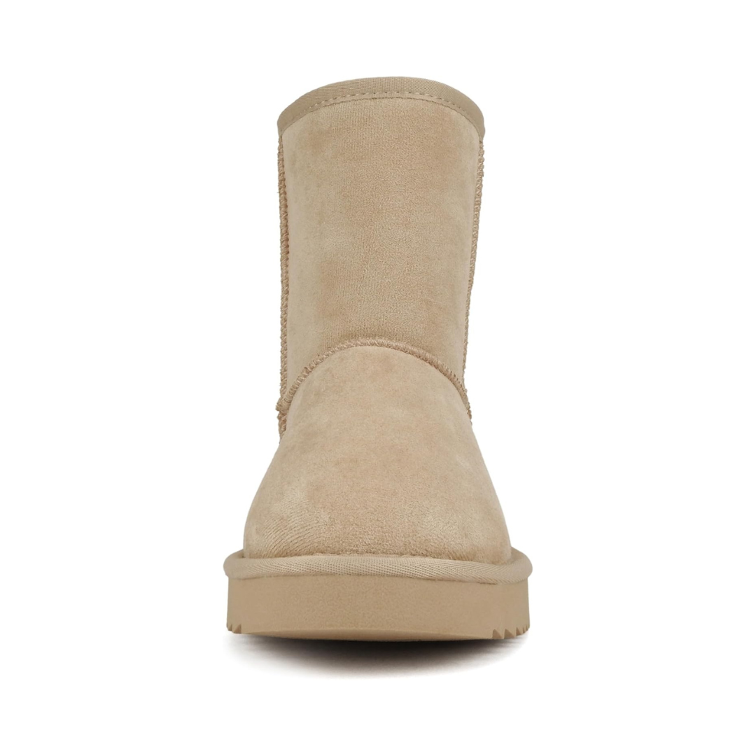 Bottines d’hiver pour femme en suédine beige avec doublure chaude et semelle plateforme