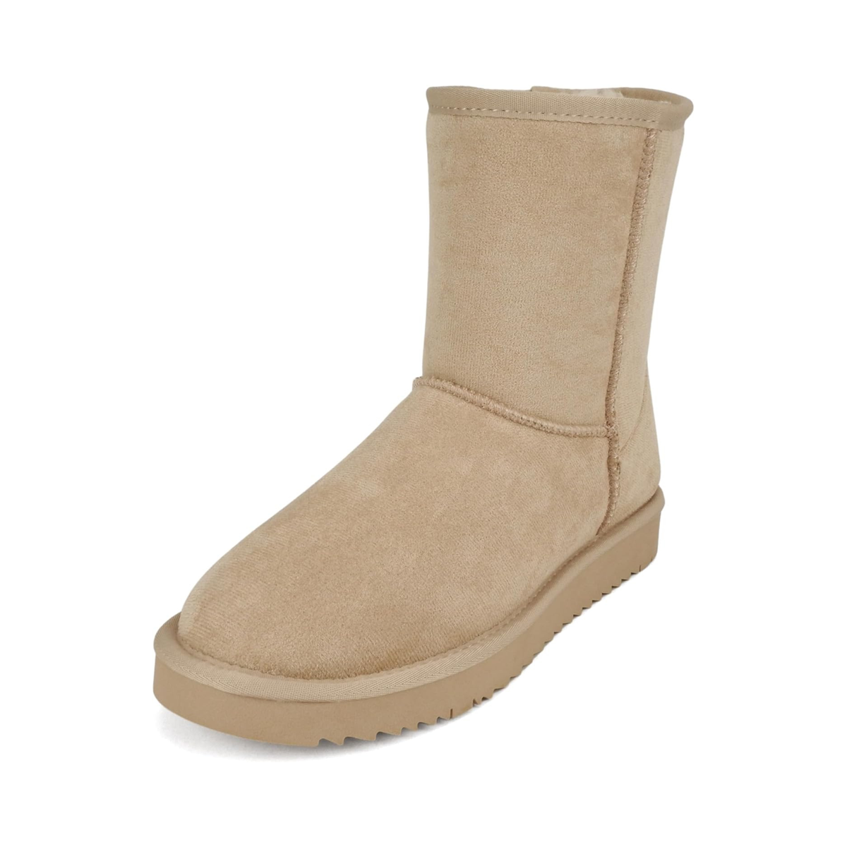 Bottines d’hiver pour femme en suédine beige avec doublure chaude et semelle plateforme
