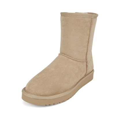 Bottines d’hiver pour femme en suédine beige avec doublure chaude et semelle plateforme