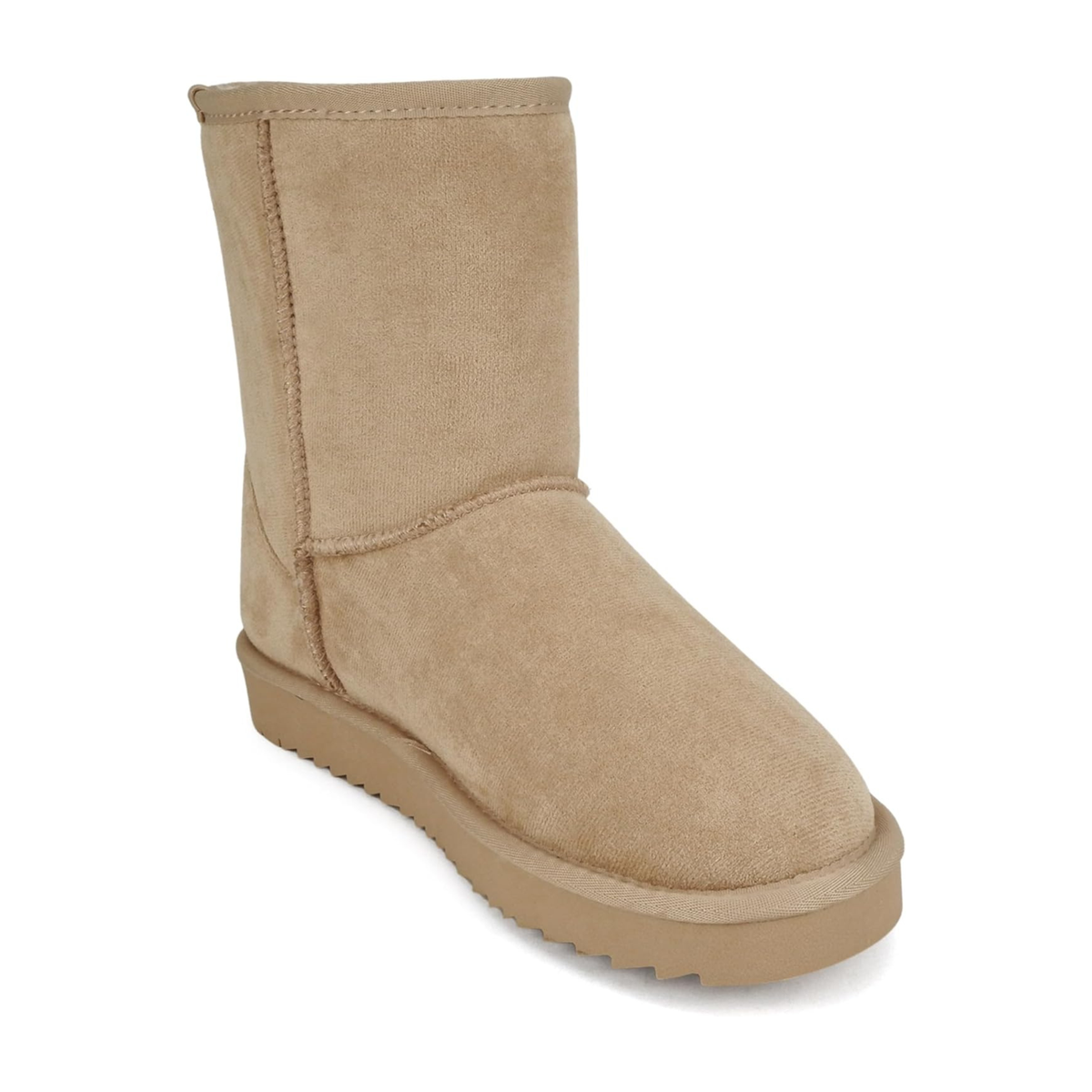 Bottines d’hiver pour femme en suédine beige avec doublure chaude et semelle plateforme