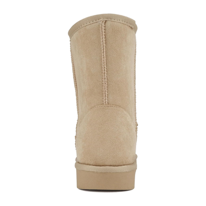 Bottines d’hiver pour femme en suédine beige avec doublure chaude et semelle plateforme
