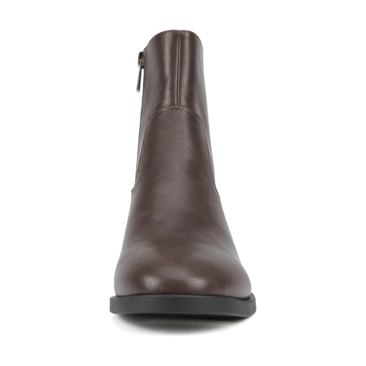Bottines marron à talon bloc bas avec fermeture éclair latérale pour femme
