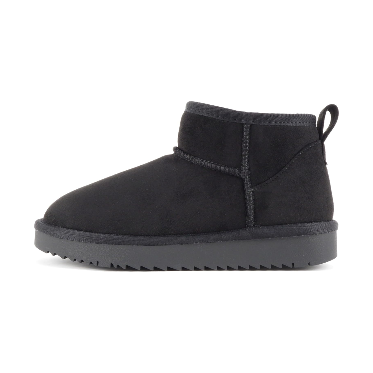 Bottines courtes noires en suédine avec semelle épaisse crantée et doublure chaude