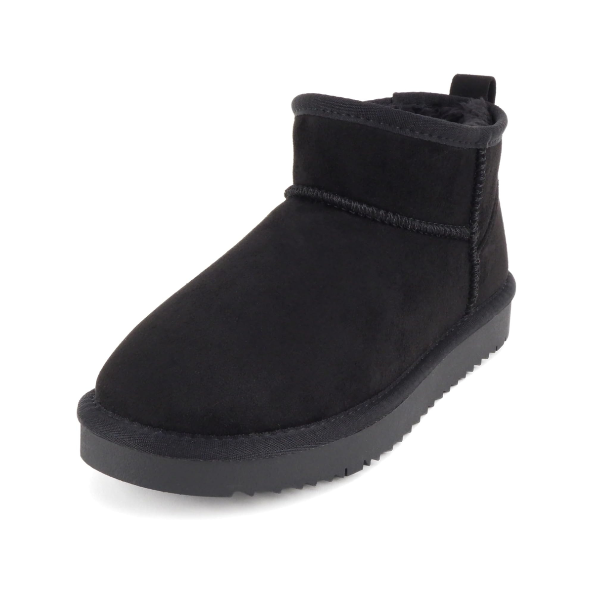 Bottines courtes noires en suédine avec semelle épaisse crantée et doublure chaude