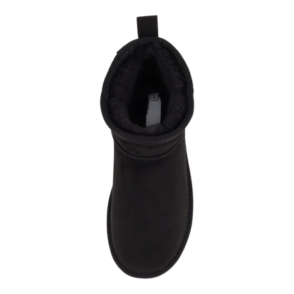 Bottines courtes noires en suédine avec semelle épaisse crantée et doublure chaude