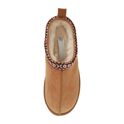 Mules plateforme pour femme en suédine caramel avec doublure chaude et semelle crantée