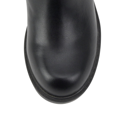 Bottines chelsea noires à talon bloc et semelle crantée, élastiques latéraux pour femme
