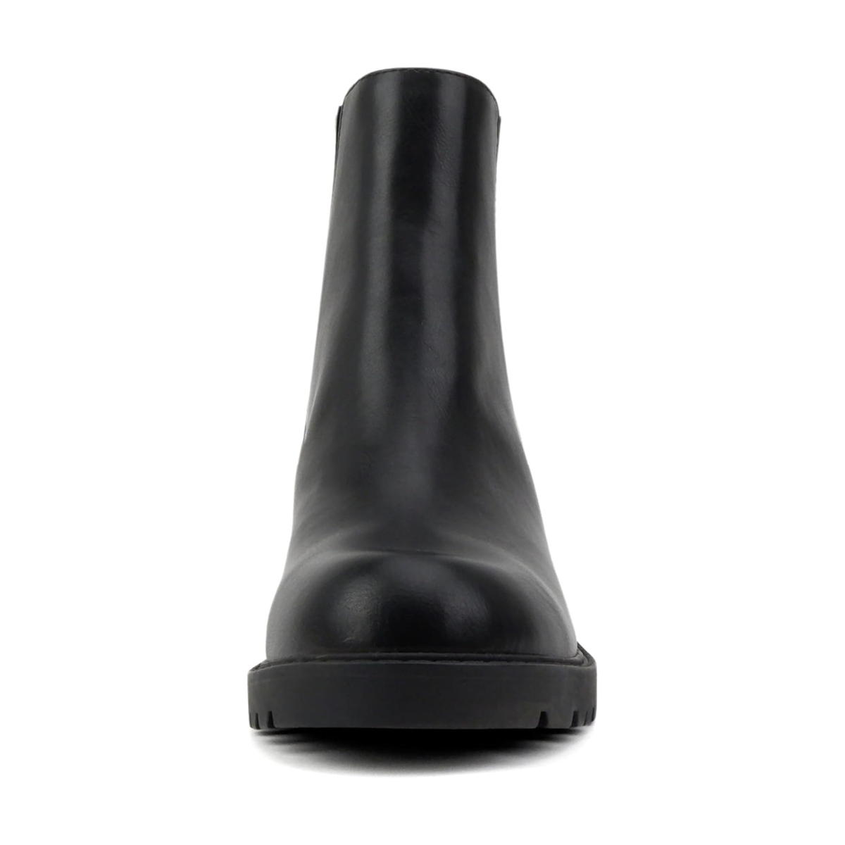 Bottines chelsea noires à talon bloc et semelle crantée, élastiques latéraux pour femme