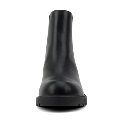 Bottines chelsea noires à talon bloc et semelle crantée, élastiques latéraux pour femme