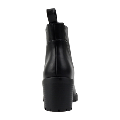 Bottines chelsea noires à talon bloc et semelle crantée, élastiques latéraux pour femme