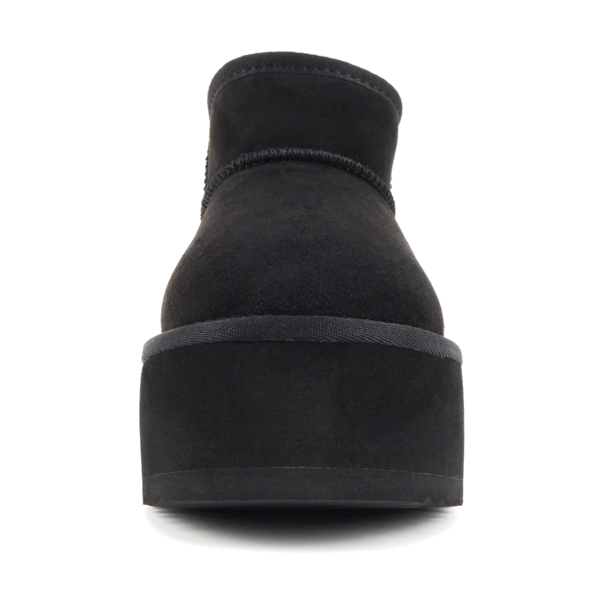 Bottines plates-formes noires en simili daim avec doublure chaude et semelle épaisse pour femme