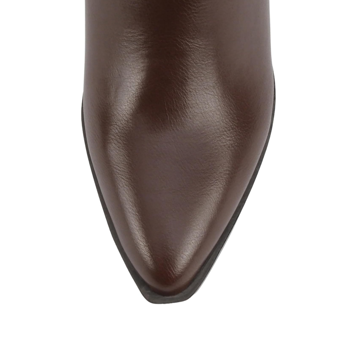 Bottes hautes marron à talon bloc et bout pointu, fermeture zippée pour femme