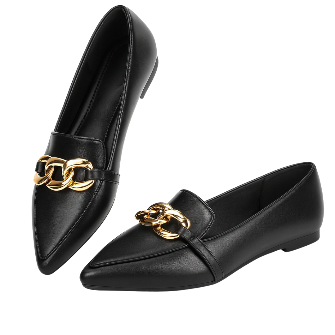Mocassins Femme – Chaussures Plates avec Chaîne Décorative