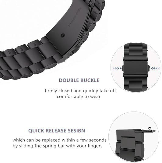 Bracelet métal noir pour montres 22 mm (Alpha, Commander, Raptor, BravoS2)